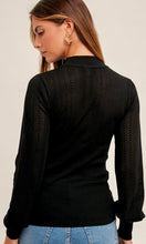 *SALE! Arvana - Black Texture Pointelle Mock Sweater Top