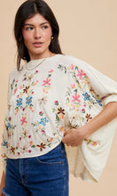 Acea Ivory  Vintage Embroidered Floral Oversized Tee Shirt