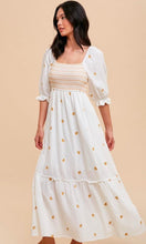 Carly White Embroidered Cotton Gauze Smocked Dress