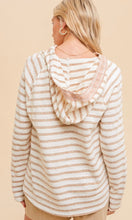 Arach Natural Stripe Drawstring Pullover Hoodie Sweatshirt