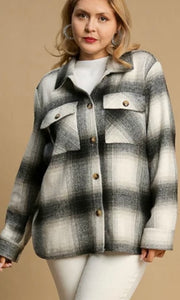 Aldan Black Plaid Button Front Shacket Jacket