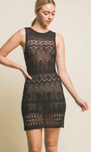 Alevy Black Crochet Lace Mesh Mini Dress