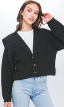 Apaul Black Button Front Cropped Cardigan Sweater