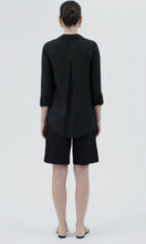 Laurel Black Collared Button Down Tab Sleeve Pocket Detail Shirt