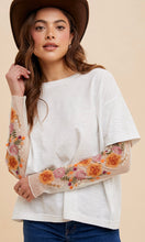 Allion White Embroidered Mesh Two-Fer Knit Top