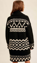 *SALE! Abby - Fair Isle Black Pocket  Long Cardigan Sweater Jacket