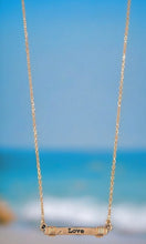 Necklace Hammered Silver or Gold ‘Love’ Wired Bar Pendant Necklace