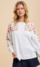 Carson White Embroidered French Terry Pullover