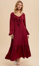 Cinderella Cranberry Bow Satin Maxi Dress