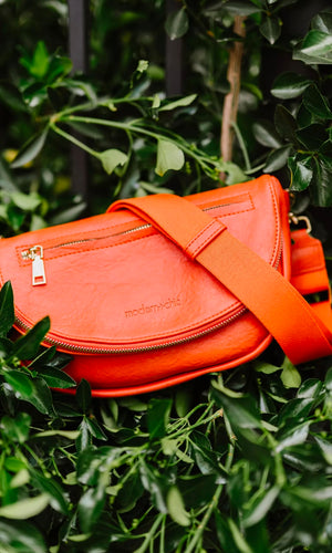 Cindy Tangerine Foldover Crossbody Bag