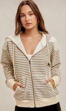 Astrax Ecru Contrast Stripe Textured Zip Hoodie Jacket Top