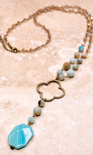 Alani Amazonite Stone Crystal Beaded Long Lariat Necklace