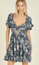 Alodia Midnight Blue Floral Print Twist Front Dress