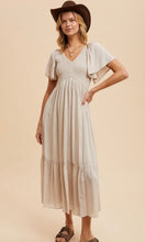 Artiste Linen Washed Satin Empire Smocked Midi Dress