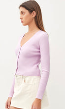 Alyson Pink Lilac Button Front Lightweight Cardigan Sweater