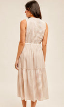 Ahnya Taupe Stripe Side Pocket Midi Dress