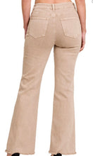 Acarie Light Camel Wide Leg Stretch Cotton Frayed Hem Pants