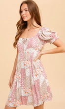 Arine Mauve Pink Patchwork Print Babydoll Dress