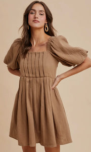 Lyric Bran Cotton Pleated Mini Dress