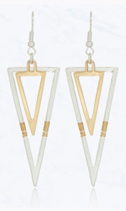 Burnished Silver Inverted Triangle Wire Wrapped  Earrings