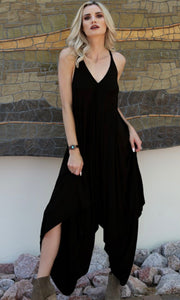 Celine Black V Neck Knit Harem Jumpsuit