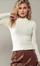 Creena Cream Rimmed Edge Long Sleeve Top