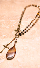 Tammy Agate Stone Pendant Cross Charm Long or Doubled Beaded Necklace