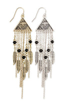 Earring Boho Gold or Silver Etched Feather Dangle Earrings