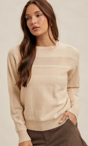 Acten Light Taupe Textured Knit Sweater Top