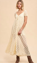 Alaria Ivory Sweetheart Allover Lace Smocked Babydoll Maxi Dress