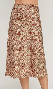 Matteo Carmel Animal Print Midi Skirt RS-4227-6
