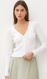 Alyson Ivory Button Front Lightweight Cardigan Sweater