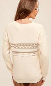 *SALE! Alacy - Ivory Jacquard Sweater Top