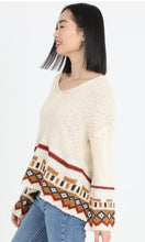 Charlie Ecru Light Weight Pullover Sweater with Border