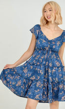 Alette Blue Floral Print Smocked Dress