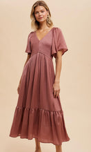 Artiste Dark Mauve Washed Satin Empire Smocked Midi Dress