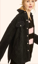 Amello Black Cozy Faux-Suede Side Pocket Shacket Jacket