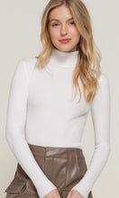 Cambria White Turtle Neck Fitted Rib Knit Sweater Top