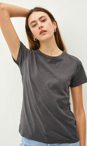 Ancay Charcoal Grey Cotton Slub Tee-Shirt Top