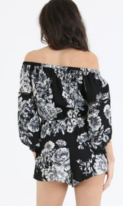 Cynthia Black Off Shoulder Romper