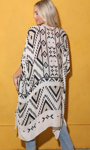 Camryn Ivory Tribal Print Kimono