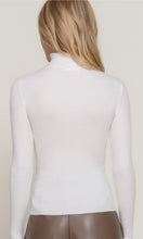 Cambria White Turtle Neck Fitted Rib Knit Sweater Top