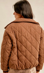 Acapt Brown Quilted Side Pocket Jacket Coat