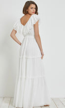 Adena-White Embroidered Smocked Back Ruffle Tier Maxi Dress