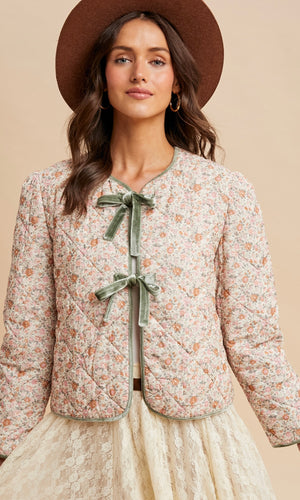 Ledger Vintage Cream Quilted Corduroy Ribbon Jacket