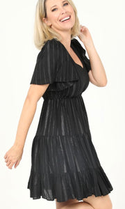 *SALE! Anana - Black Lurex Stripe Tiered Dress
