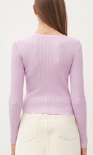 Alyson Pink Lilac Button Front Lightweight Cardigan Sweater