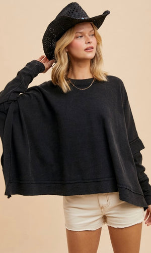 Bonnie Washed Black Crew Neck Top