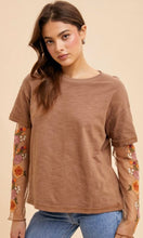 Allion Mushroom Embroidered Mesh Two-Fer Knit Top