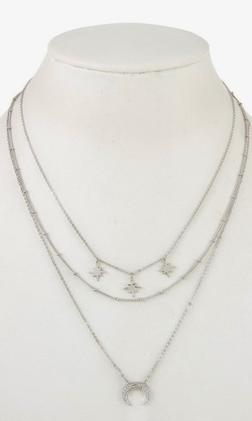 Celestial Silver Triple Layered Necklace
